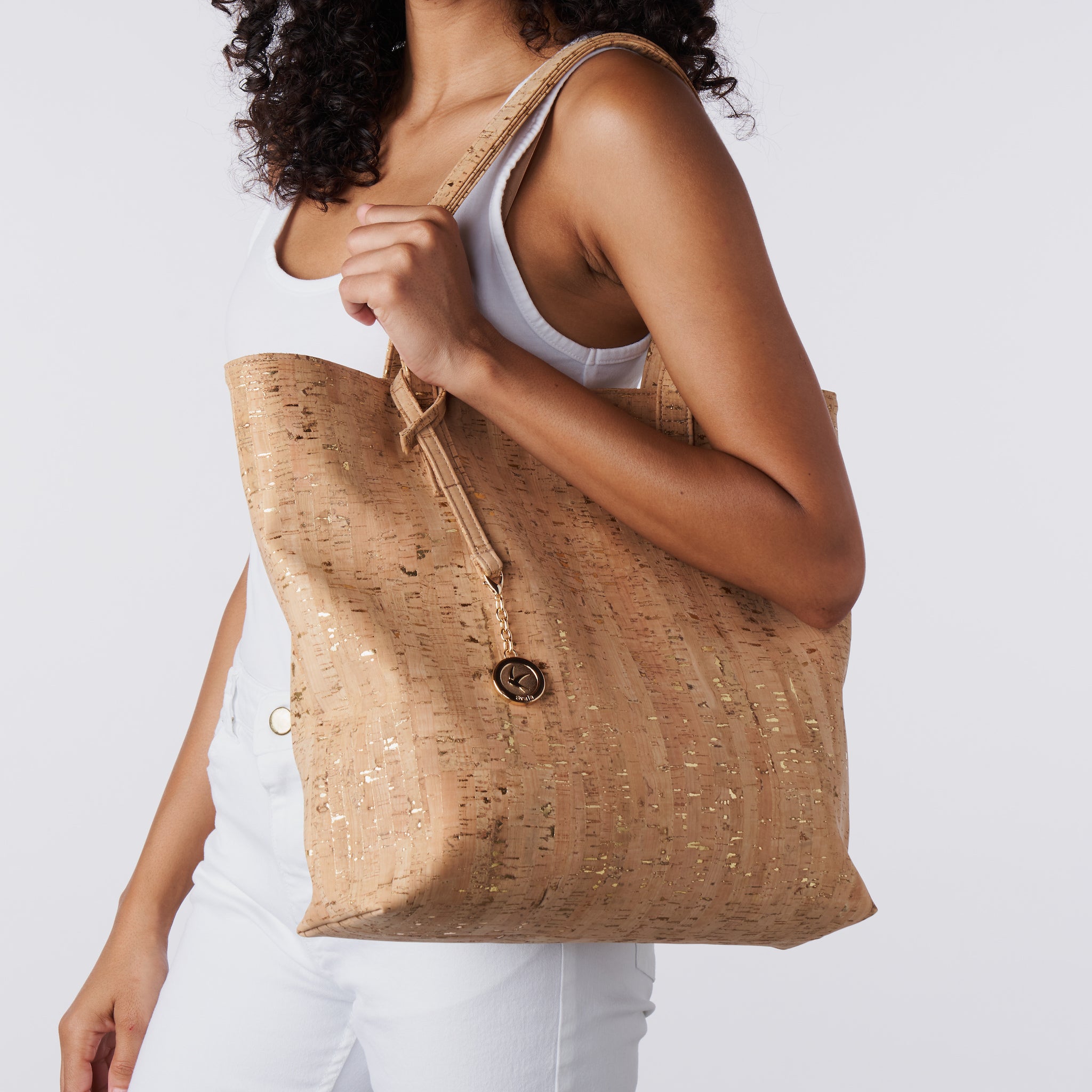 simma tote gold speckled cork 2 1