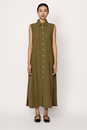 sleeveless shirt dress olive branch 1