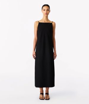 square neck slip dress black 1