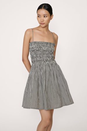 strappy bodice mini dress gingham 1