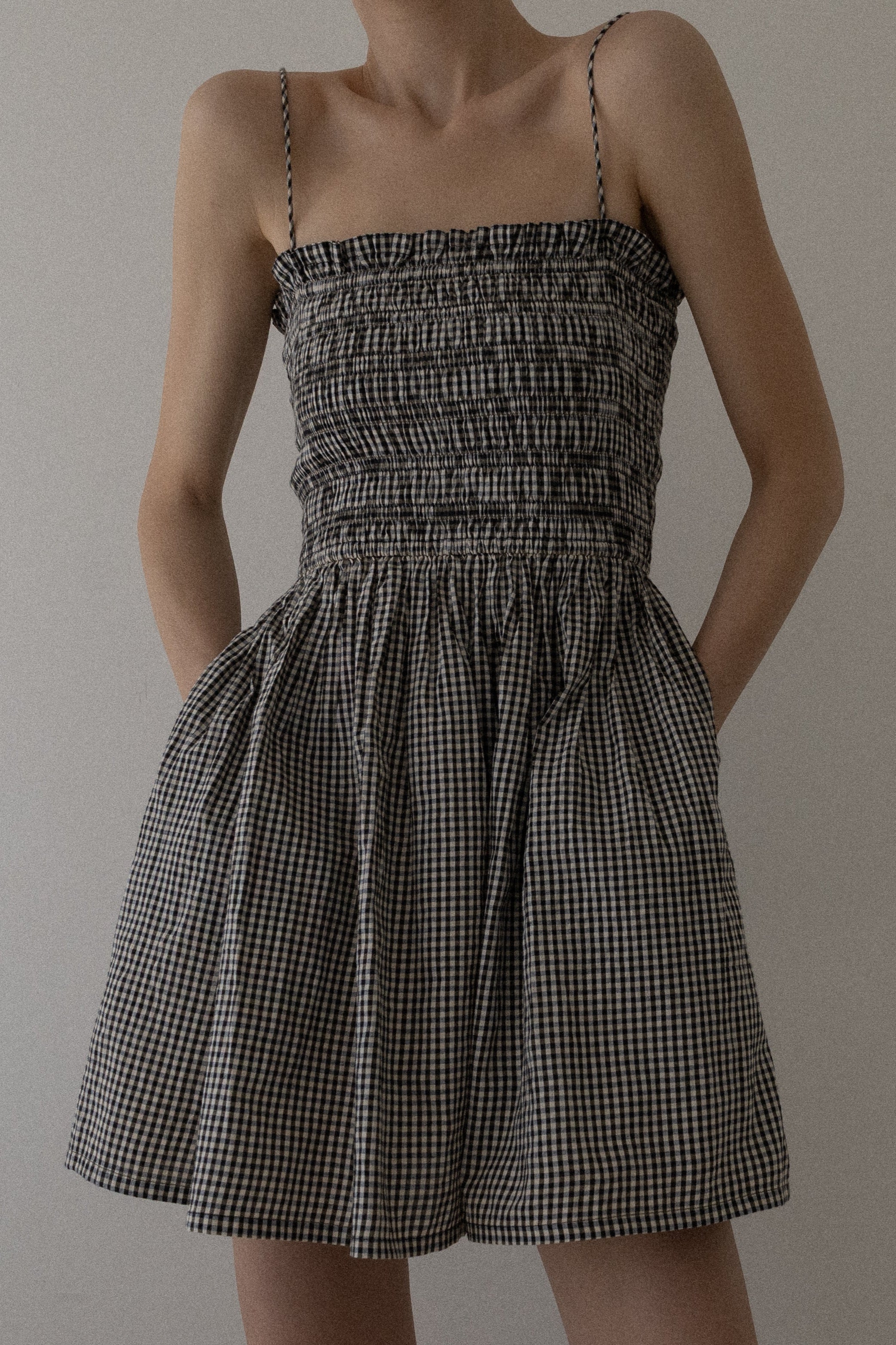 strappy bodice mini dress gingham 2