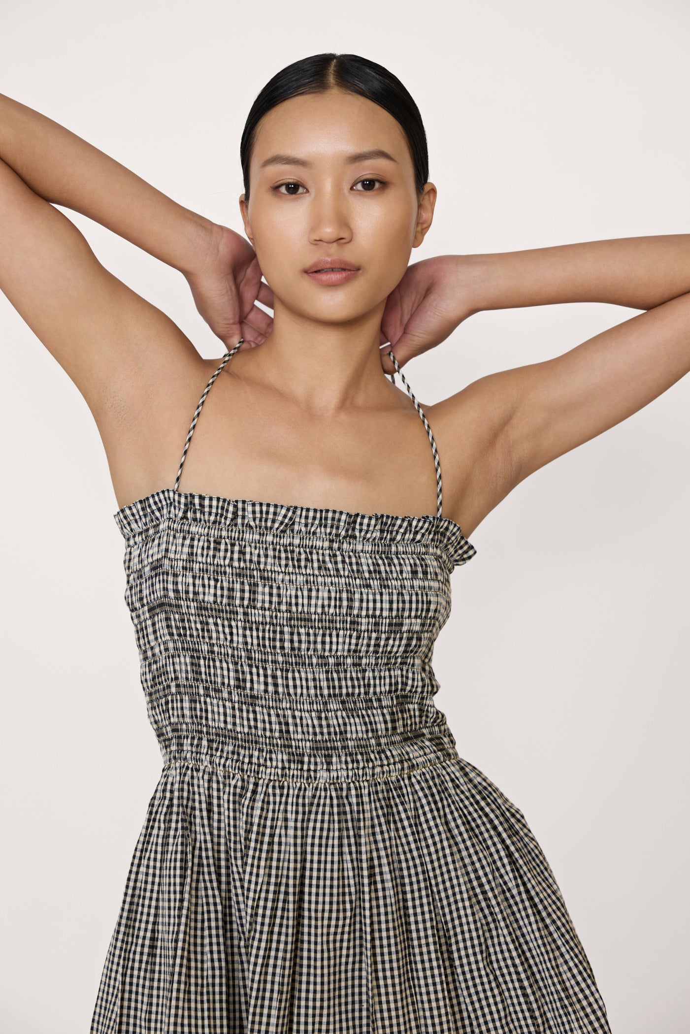 strappy bodice mini dress gingham 3