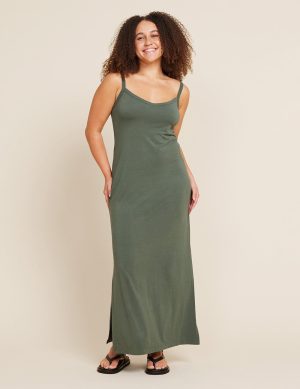 v neck slip dress moss 1