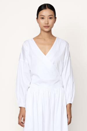 v neck wrap blouse white 1