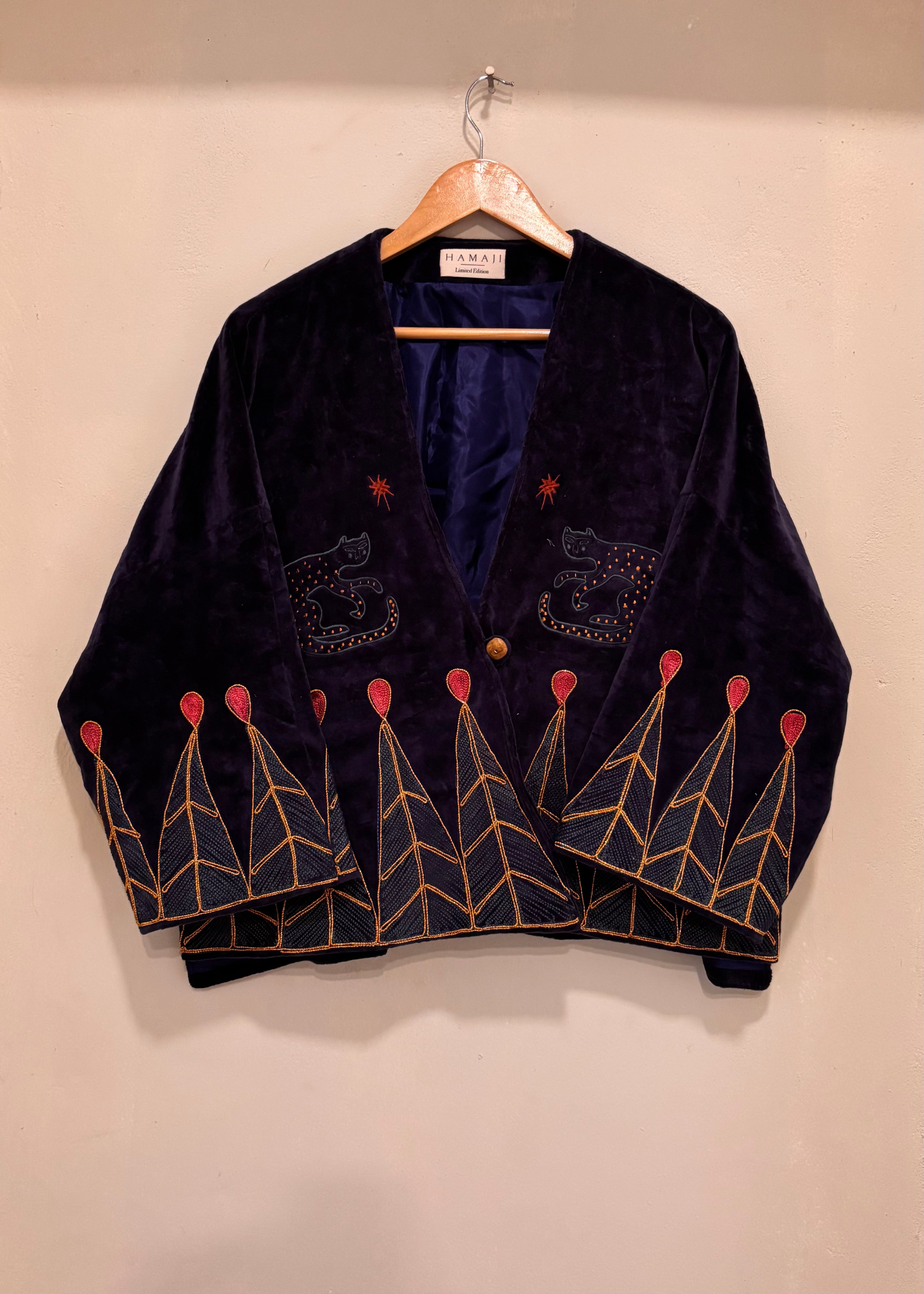 vintage velvet caracal jacket azure 2