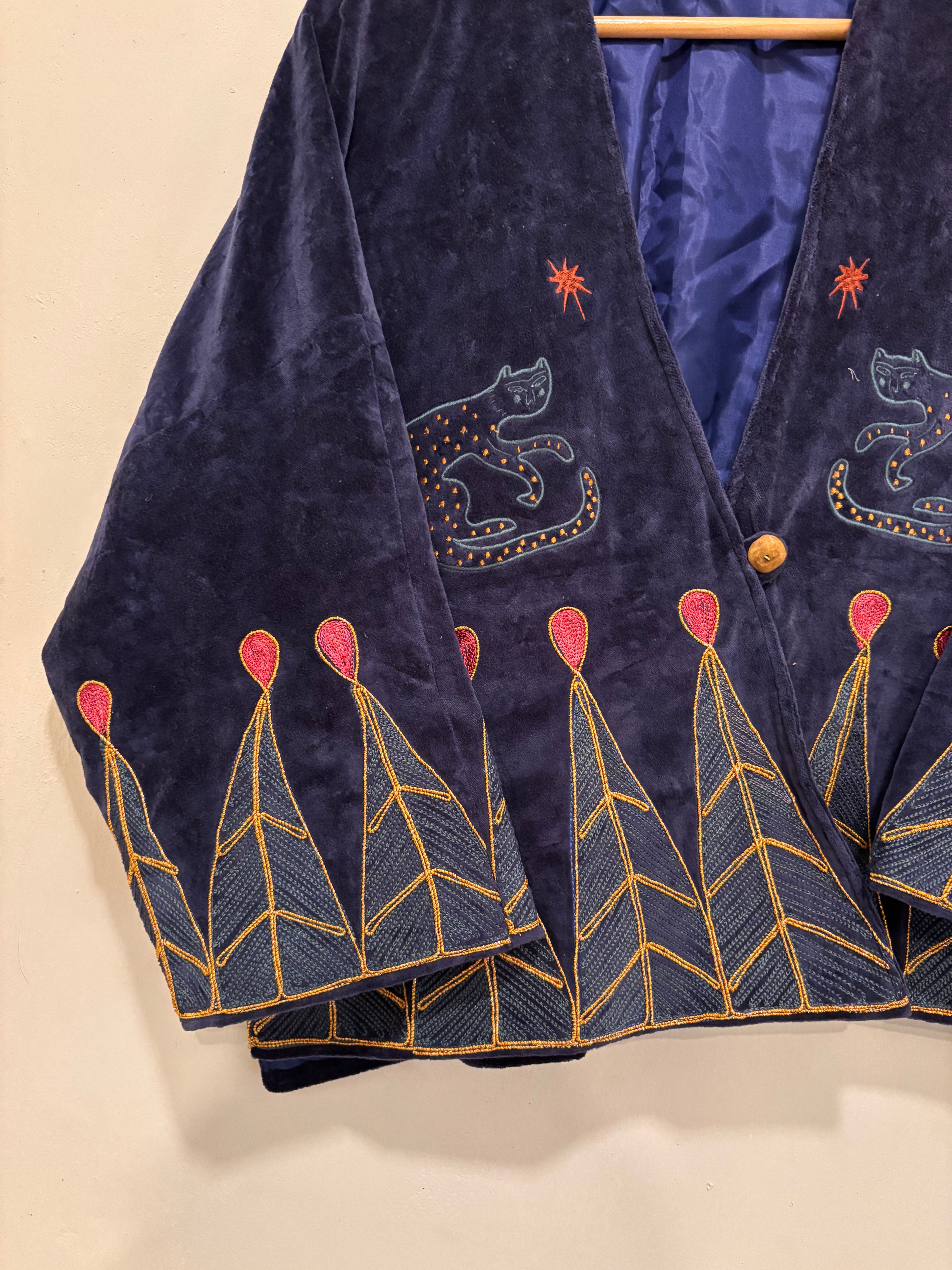 vintage velvet caracal jacket azure 3