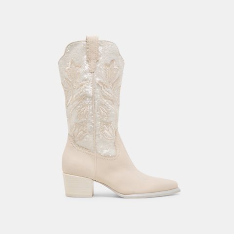 vorah pearl boots creme sequin 1