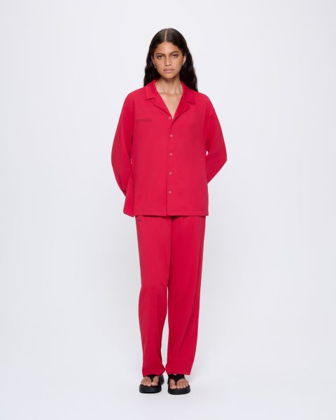 womens 365 lightweight long pyjama set goji red 1