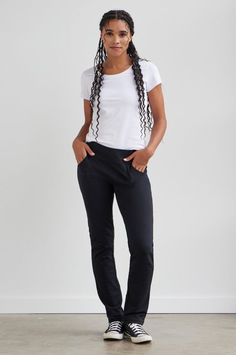 womens organic knit pants with pockets 1