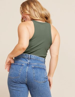 womens ribbed racerback tank moss 1