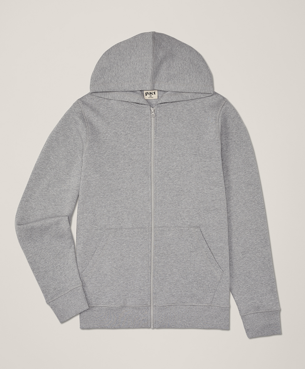 Brushed Fleece Zip Hoodie Grey