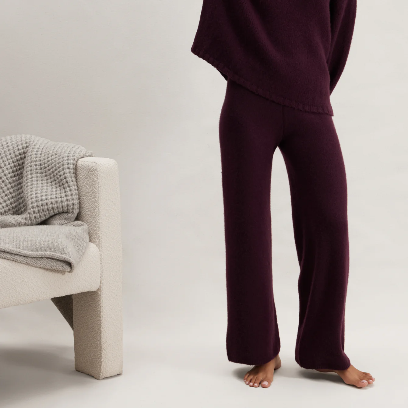 CASHMERE WOOL TURTLENECK WIDE LEG PANT