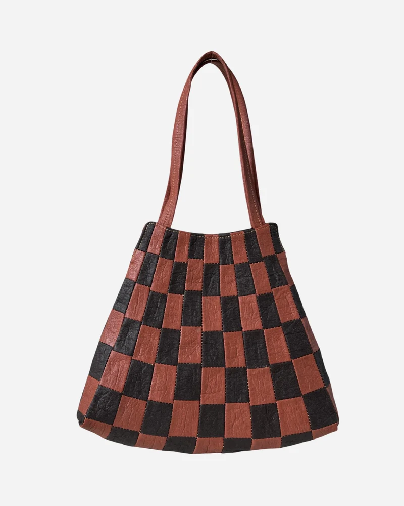 Checkered Patchwork Shopper Black Canela