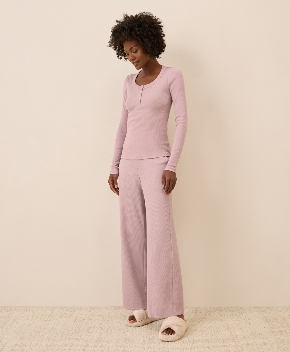 Easy Rib Sleep Set Lavender