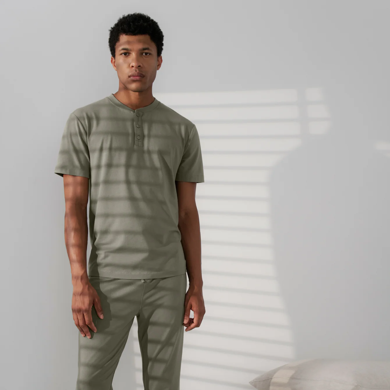 MENS SLUMBERKNIT HENLEY TEE PANT SHADED OLIVE