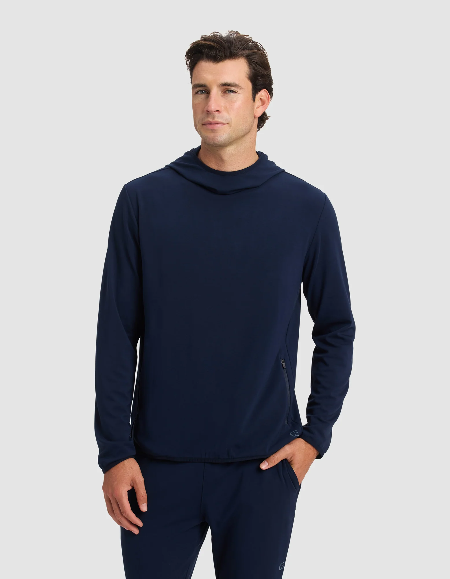 Mens Brushed Bamboo Recovery Hoodie Navy 1