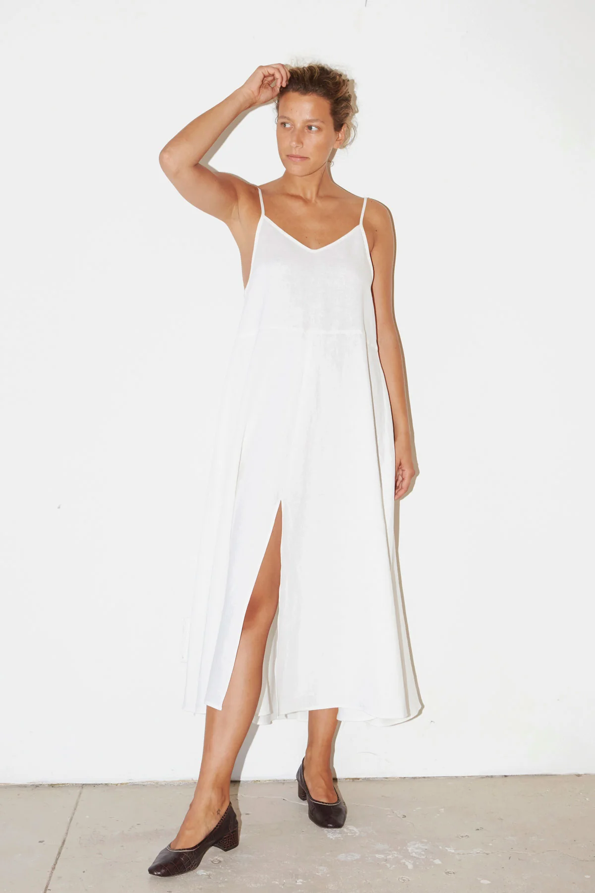 White Linen Slip Dress