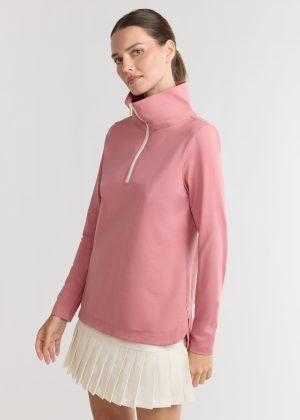 alpine pullover in repreve stretch dusty rose 1
