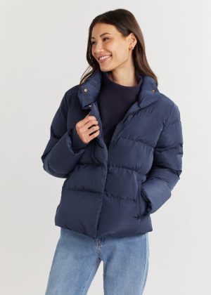 astrid puffer in lustre puff navy 1