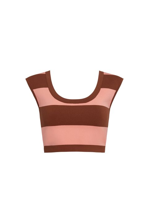 ballet top in pinktobacco stripe 1