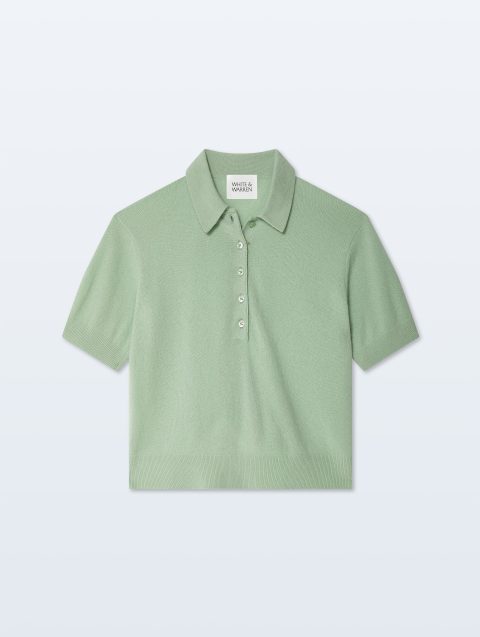 cashmere button polo cool sage 1