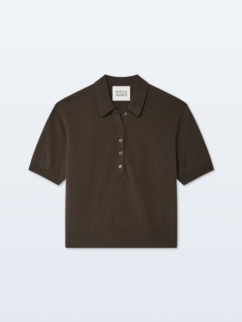 cashmere button polo deep moss 1