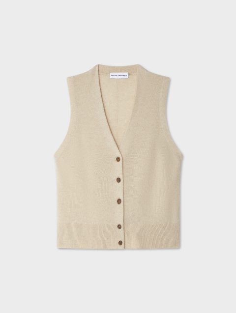 cashmere button vest natural heather 1