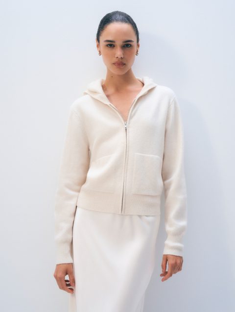 cashmere luxe zip hoodie soft white 1