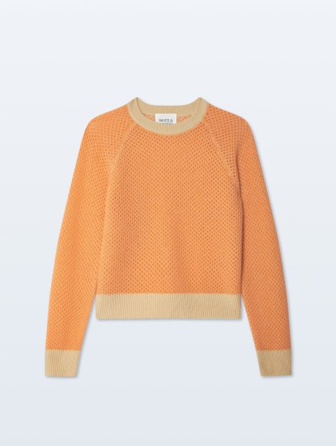 cashmere mesh sweatshirt bright orange cornsilk 1