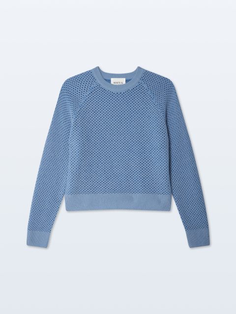 cashmere mesh sweatshirt soft blue 1