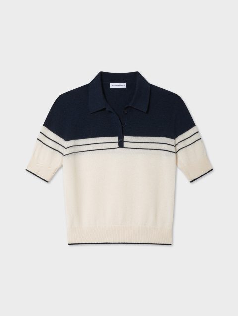 cashmere polo top creamdeep navy 1
