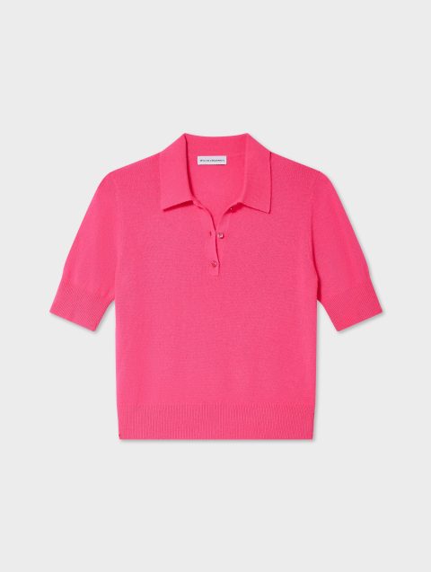 cashmere polo top neon pink 1