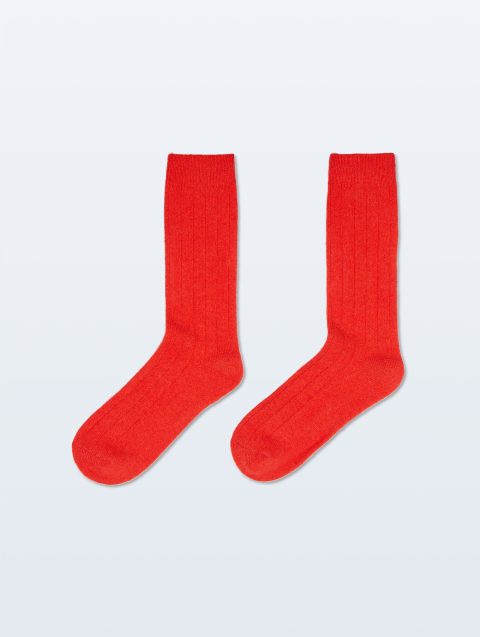 cashmere ribbed socks carmine red 1