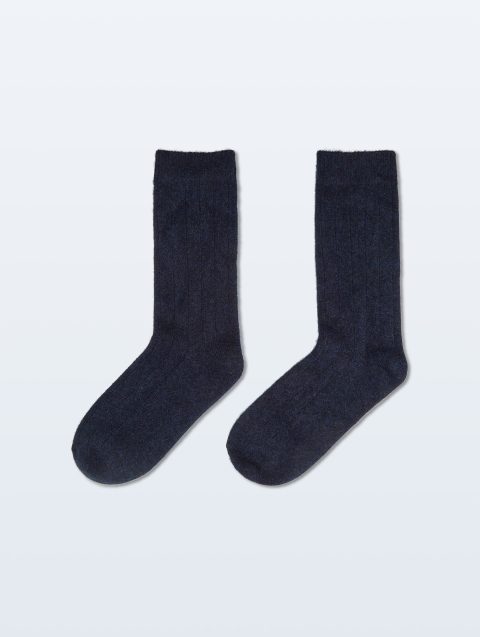 cashmere ribbed socks deep navy 1