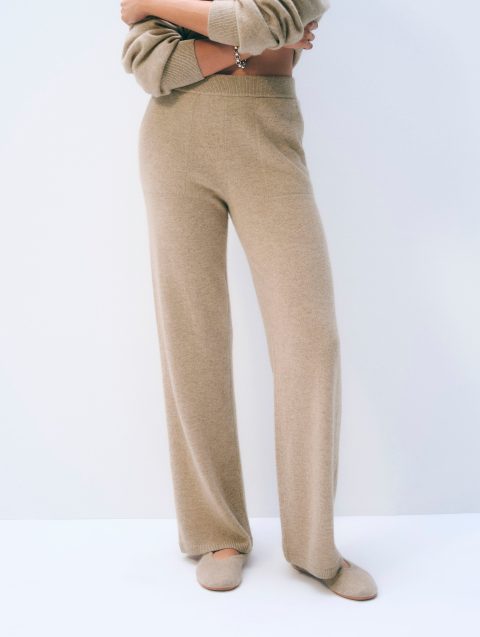 cashmere wide leg pant taupe heather 1