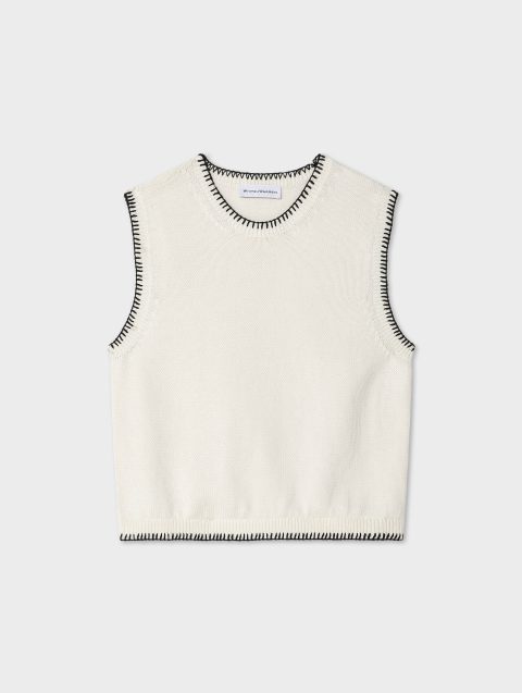 cotton blanket trim tank ivoryblack 1