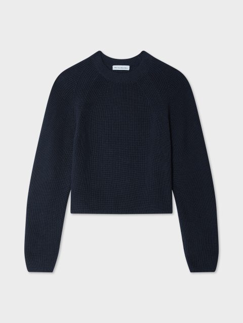 cotton ribbed raglan crewneck navy 1