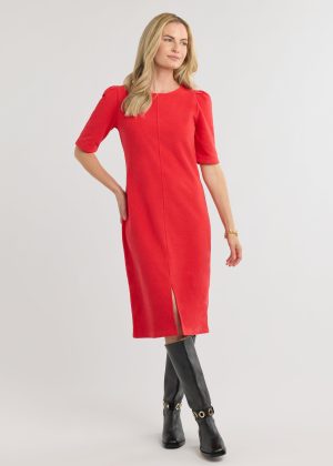 duncan dress in terry fleece red 1