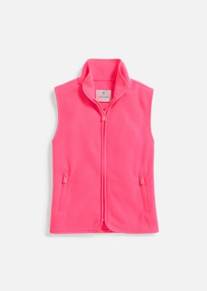 kids recess vest in vello fleece neon pink 1