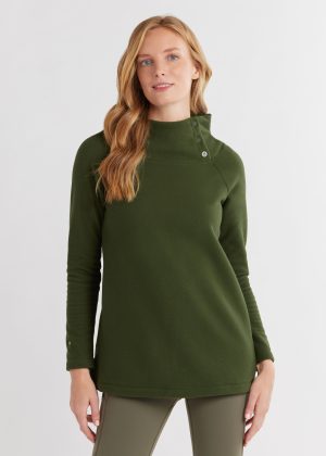 marielle mock neck in vello fleece spruce 1