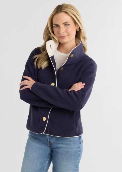 marlowe blazer in double layer vello fleece navy 1