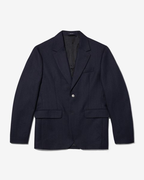 single breasted chalk stripe wool jacket 1