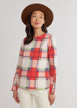 sun valley snap tee in vello fleece fall tartan 1