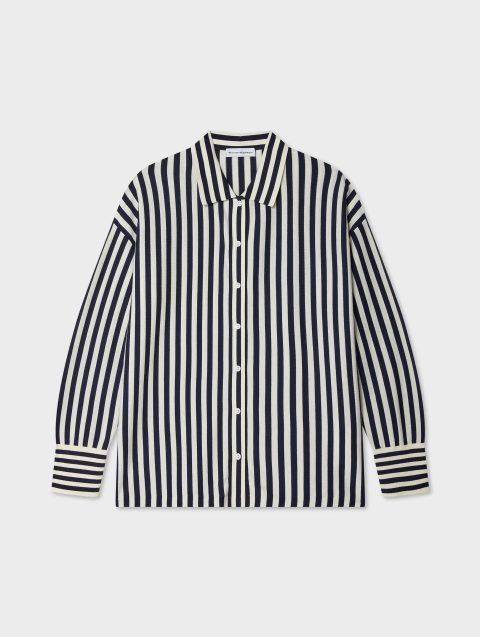 superfine organic cotton striped shirt navywhite 1