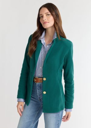 wellington blazer in vello fleece woodland green 1