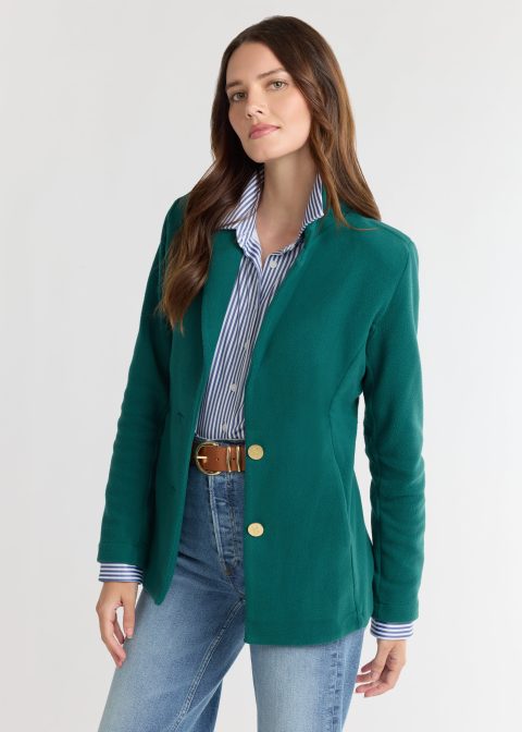 wellington blazer in vello fleece woodland green 1