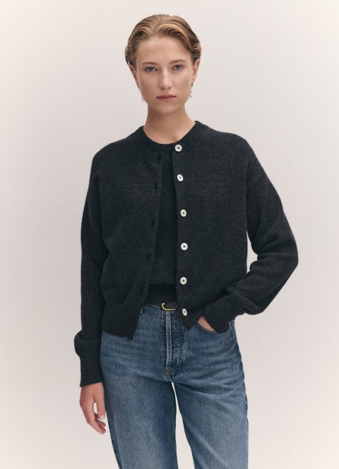 ada crewneck cardigan in charcoal 1