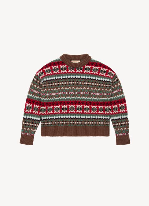 chunky fairisle in hazelnut and red multi 1