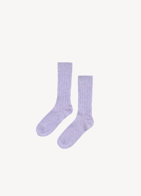 cora cashmere socks in lilac and oatmeal mouline 1