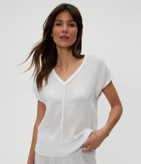 draya gauze v neck top 1